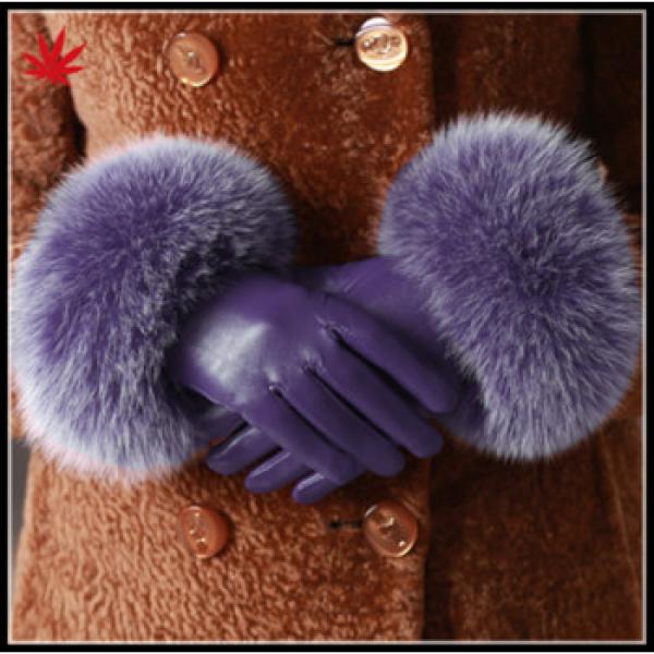High quality ladies Fur touch screen sheepskin leather gloves #1 image