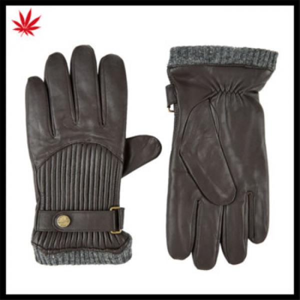 2016 hot selling mens genuine leather gloves with knitted cuff #1 image