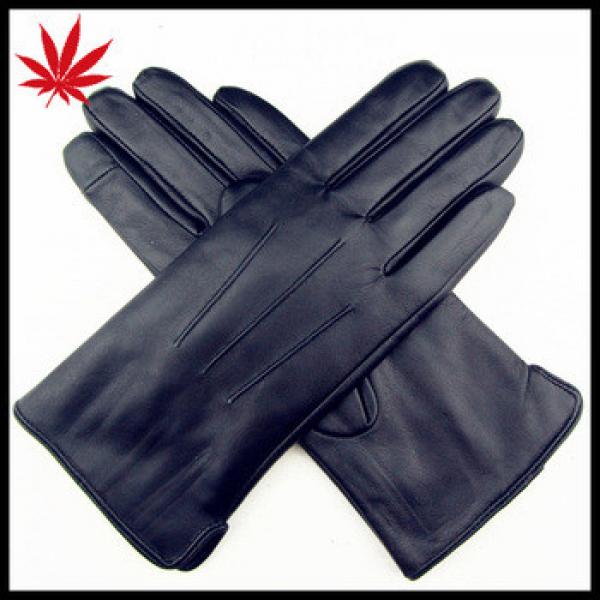 women&#39;s dark blue sheepskin the finger touch screen leather gloves #1 image