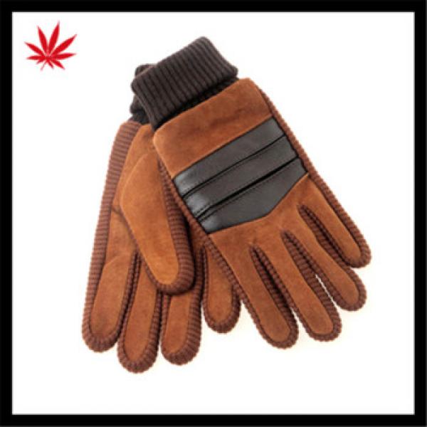 2016 hot selling womens warm suede gloves with knitted wrist #1 image