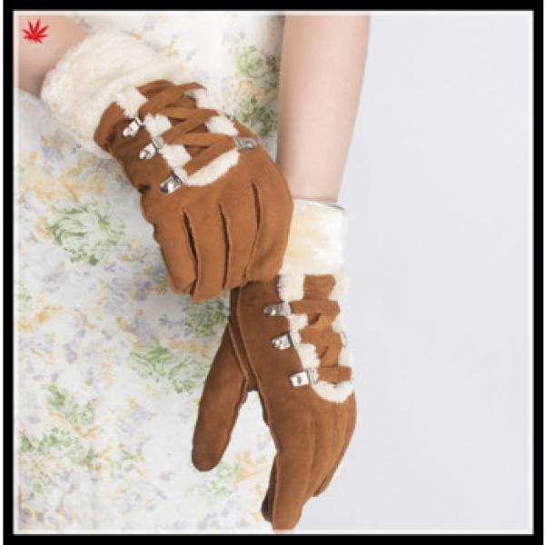 Ladies fashion double face integration fur gloves with strings #1 image