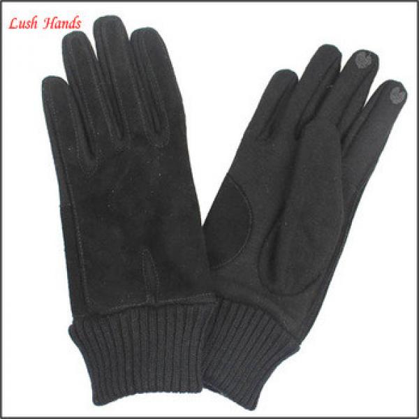 Women&#39;s touch cheap leather gloves with pigsude combined wool #1 image