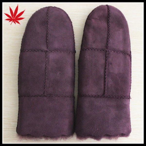 Double face mitten purple sheepskin fur gloves #1 image