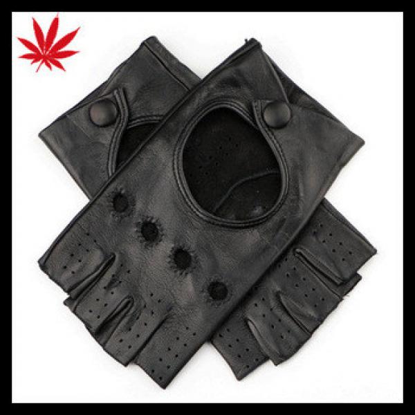 Ladies Black Leather Fingerless Gloves driving #1 image