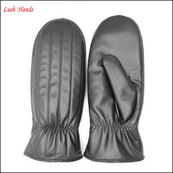fashion women and gril mitten black sheepskin leather gloves #1 image