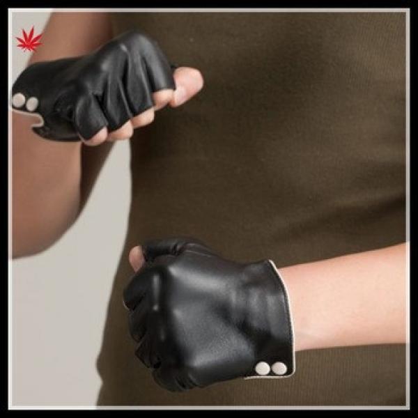 women wearing simple style fingerless leather glove #1 image