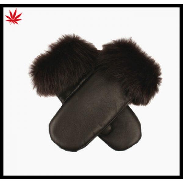 Ladies wholesale leather and fur leather mittens gloves #1 image