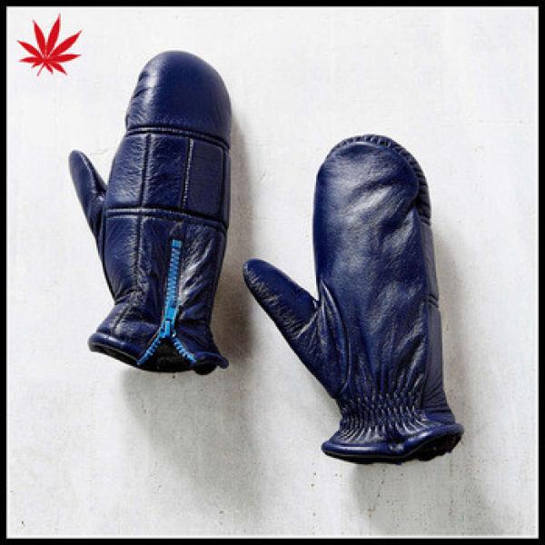 Ladies real leather mitten leather gloves with zipper #1 image
