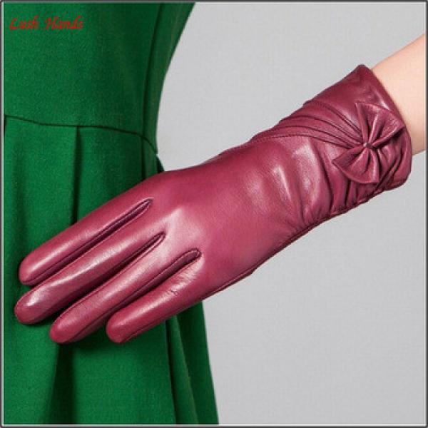 high quality ladies long fashion leather gloves with bow #1 image