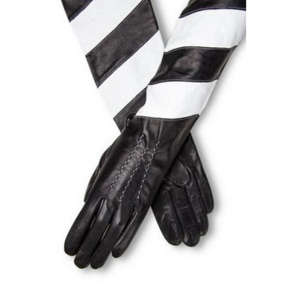Long leather Gloves Black and white Kid Leather opera length leather gloves #1 image