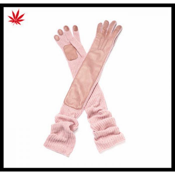 ladies cheap micro woolen long leather gloves #1 image