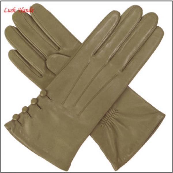 Womens silk lined leather gloves with buttons #1 image