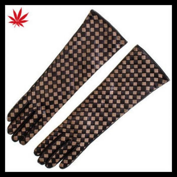 Long Black and Taupe Woven Leather Gloves for women #1 image