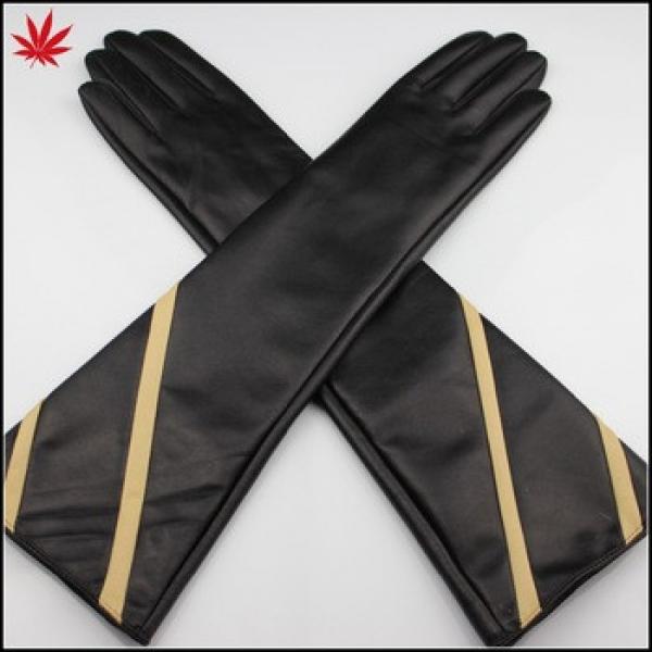 Women long leather gloves silk lining #1 image