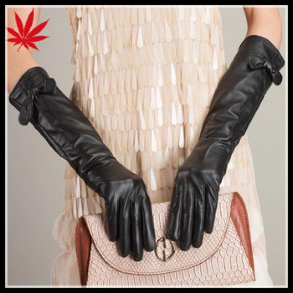 Women&#39;s long cuff leather gauntlet dress gloves #1 image