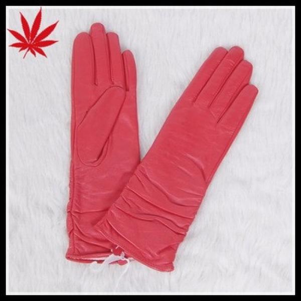 Ladies fashion red long leather gloves #1 image