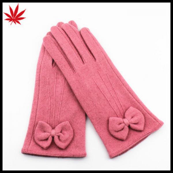 2016 new style cheap red 100% wool gloves With bow #1 image