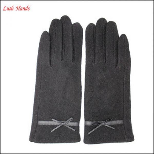 hot selling simple high- quality woolen gloves with leather belt for women #1 image