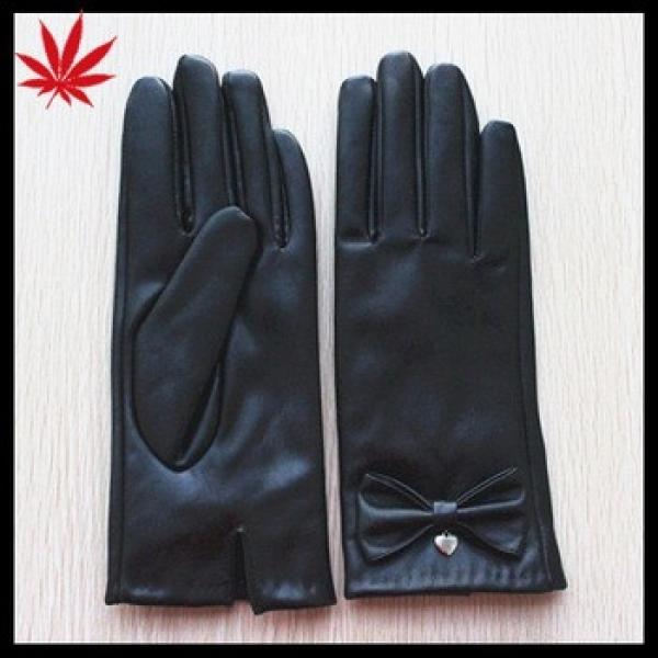 Women fashion cheap PU leather gloves with butterfly #1 image
