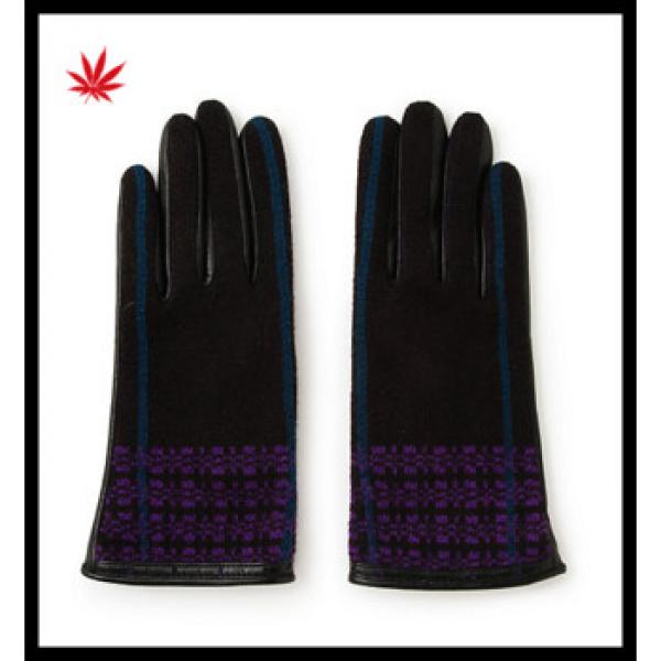 hot selling ladies fashional checker high-grade gloves made of half woolen half leather #1 image