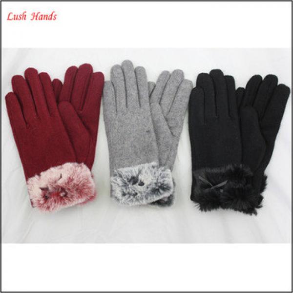 2016 new ladies wholesale chenille woolen fur gloves #1 image