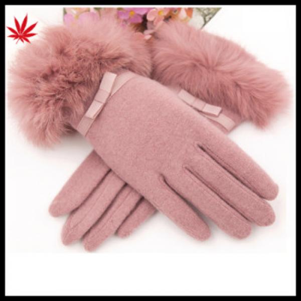 2015 fashion lady&#39;s fur rabbit woolen gloves #1 image