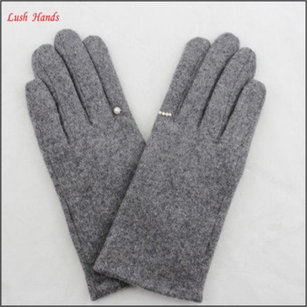 2016 cheap grey woolen gloves with finger ring #1 image