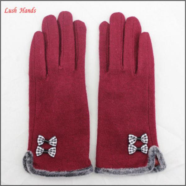 2016 spring new style woolen hand gloves women with raw edges #1 image