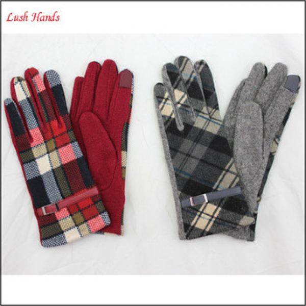 Woolen gloves 2016 top grade class ladies fashion fabric wholesale leather gloves #1 image