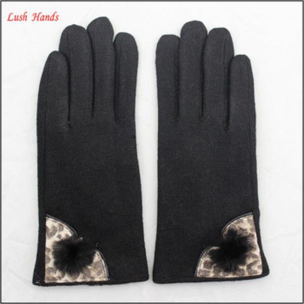 ladies fashion black woolen hand gloves women with venonat #1 image