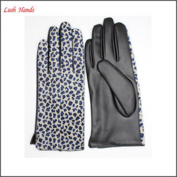 Cheap women fake leopard fur and PU leather stitching gloves wholesale price gloves #1 image