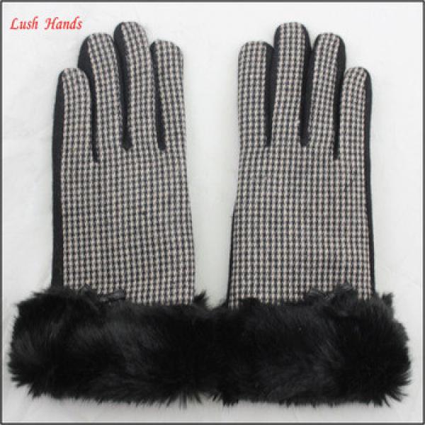 Fashion ladies woolen gloves with fake fur cuff for wholesale #1 image