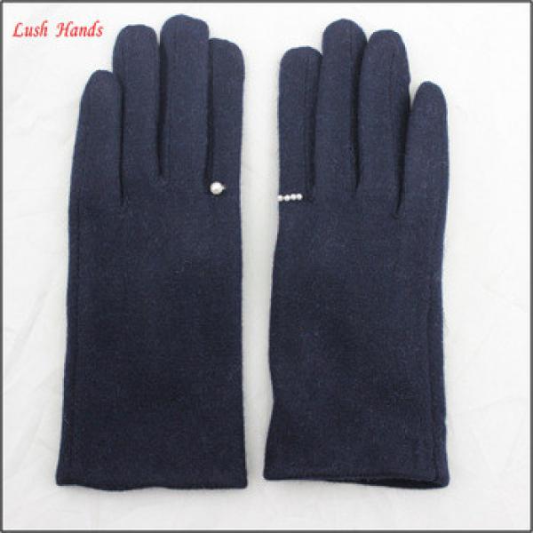 ladies navy woolen top gloves finger ring gloves #1 image