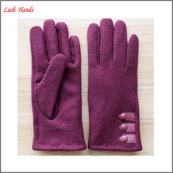 Women&#39;s 100% woolen gloves with according color buttons #1 image