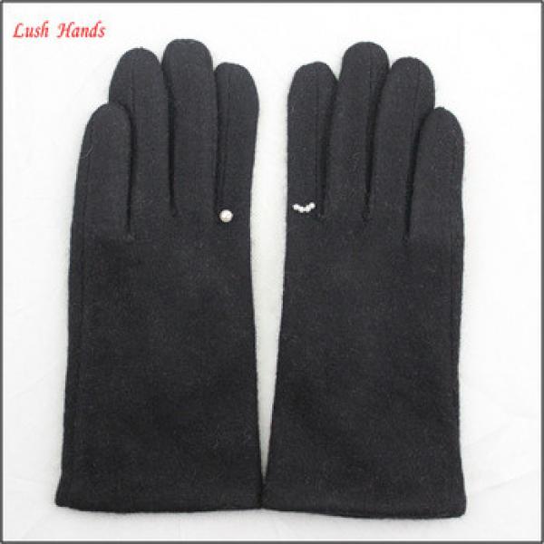ladies black woolen gloves finger ring gloves factory in China #1 image