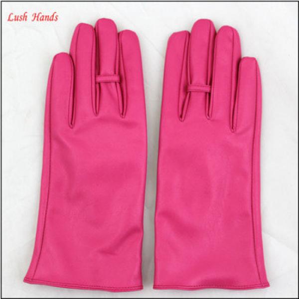 2016 ladies hot sale spring pink PU leather hand gloves with ring #1 image