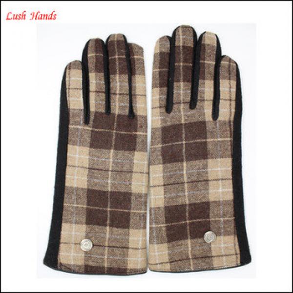 Women&#39;s fashion spandex velvet checker gloves with black inside palm #1 image