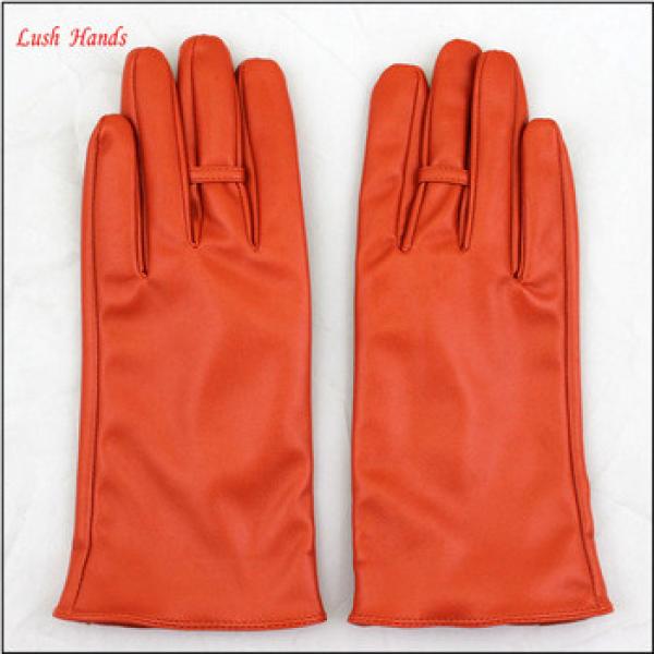 Fashion Women wholesale orange PU Leather Winter Gloves #1 image