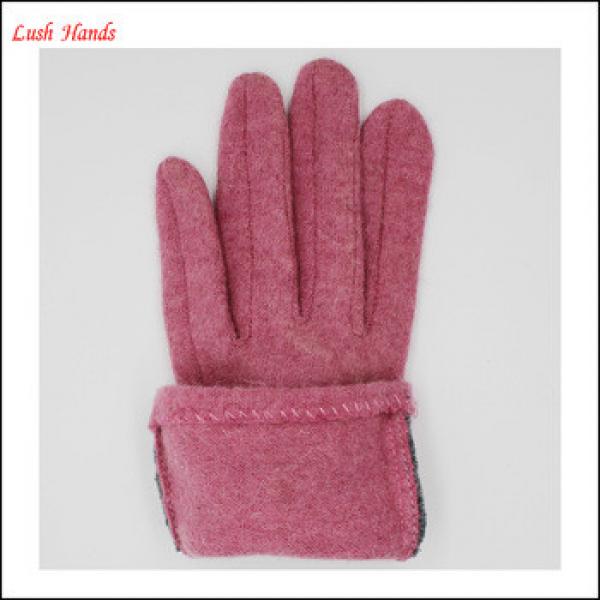 ladies pink woolen gloves with rabbit fur ball #1 image