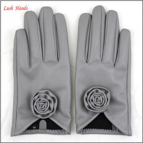 Grey cheap ladies fashion leather fabric wholesale leather gloves #1 image