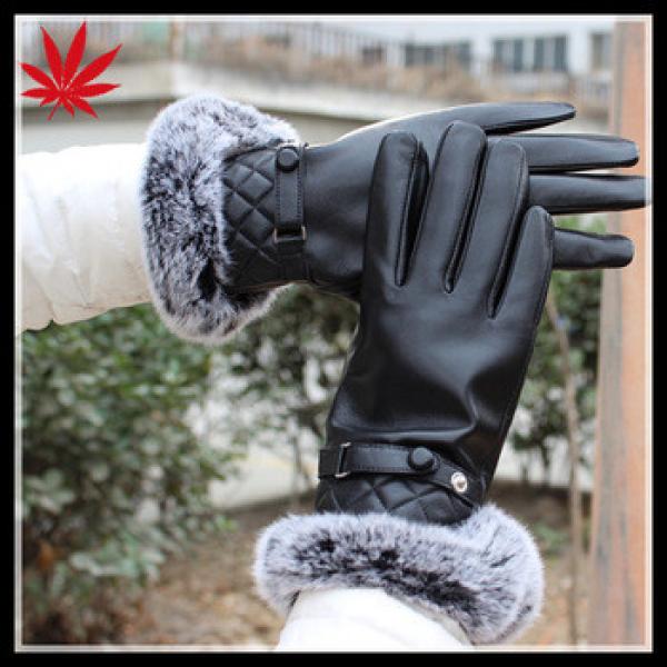 Ladies winter leather gloves with rabbit fur #1 image