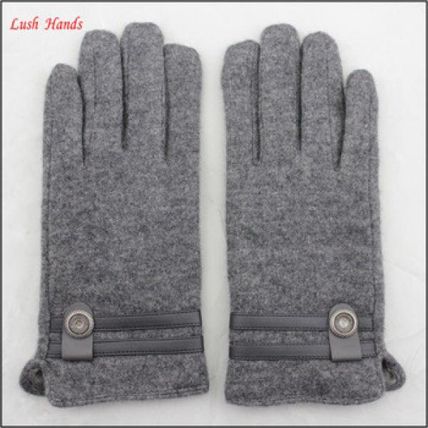 ladies warm winter thin grey woolen hand gloves with belt #1 image