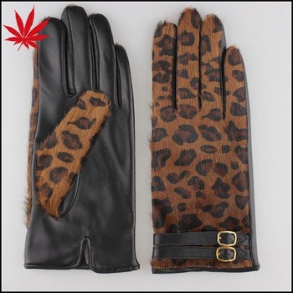Fashion horse fur leather gloves with belt decorate #1 image