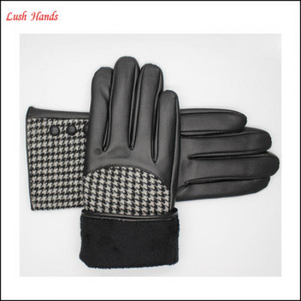ladies fashion leather-cloth patched swallow gird gloves lined with polyester #1 image