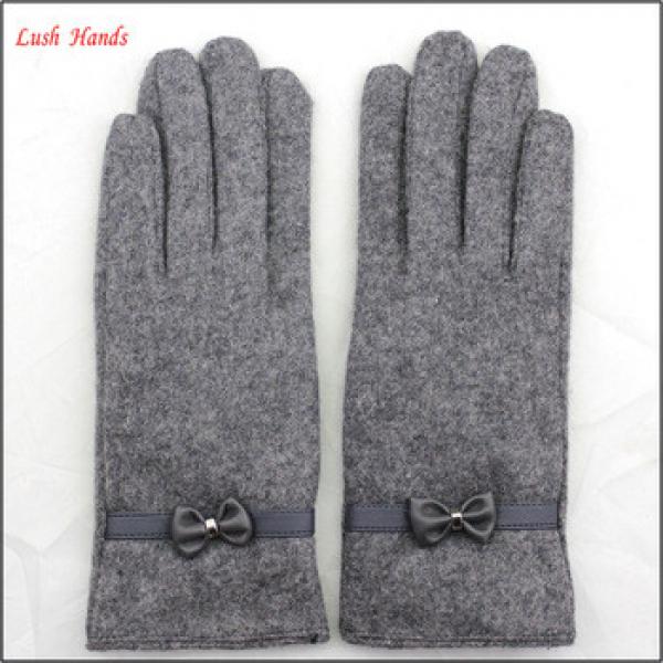 cheap woolen top 2016 spring hand gloves women with belt and bow #1 image