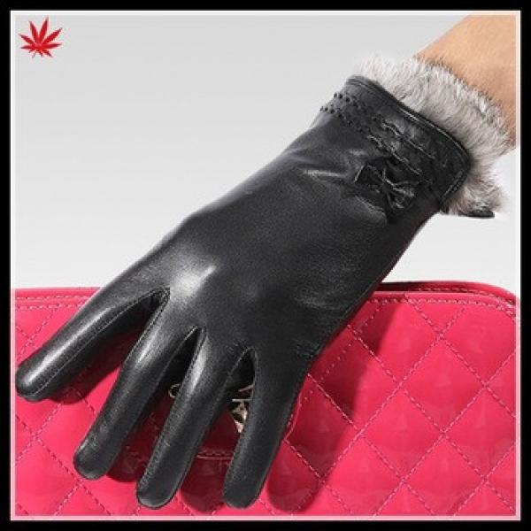 rabbit fur lined high fashion leather glove from leather glove manufacture #1 image