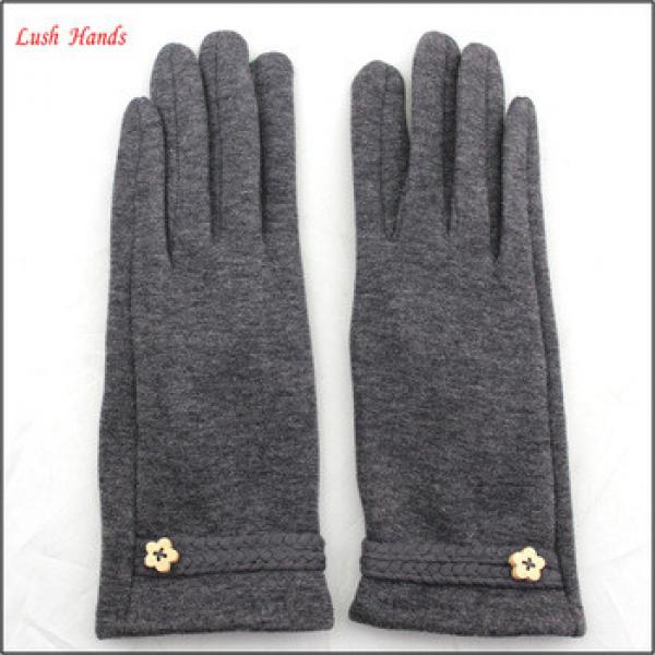 ladies simple grey micro velvet hand gloves with belt #1 image