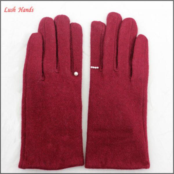 2016 hot sale red woolen gloves with finger ring #1 image