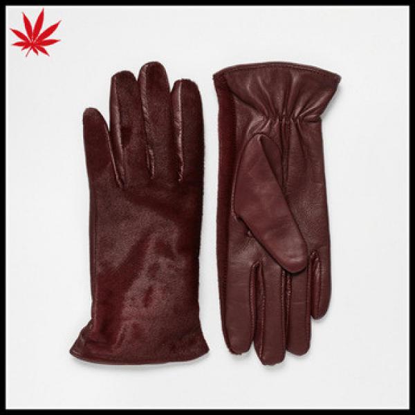 Ladies dark red Whistles Pony Front Leather Gloves #1 image