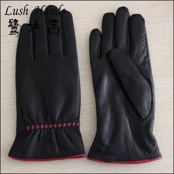 fashion pigskin wholesale women gloves with decorative stitch #1 image